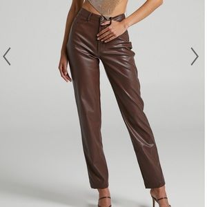 Showpo Dilyenne Pants in Chocolate Leatherette